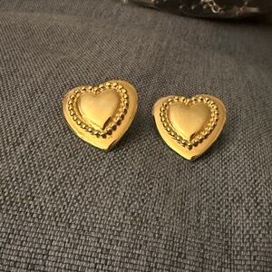 Shiny Gold Tone Heart Within a Heart Shaped Earrings with Post Backing.